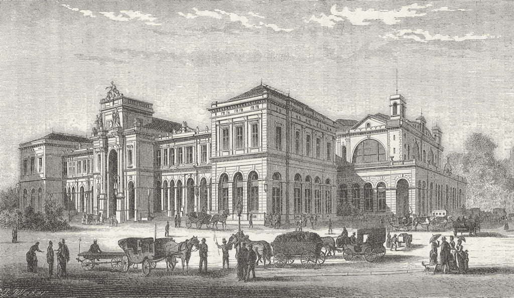 ZURICH. Bahnhof. Weber 1879 old antique vintage print picture